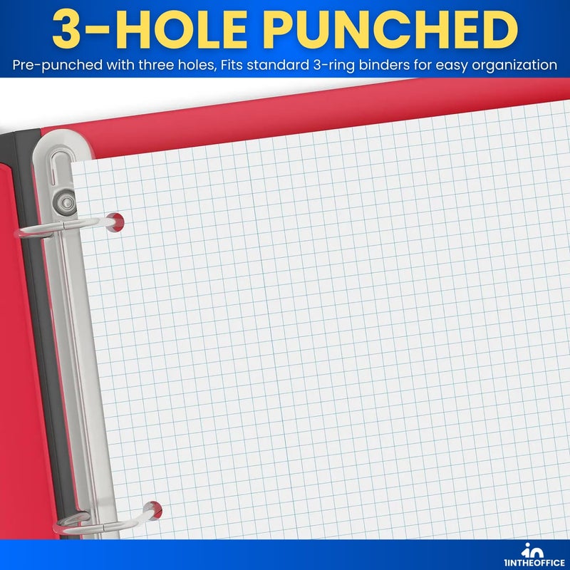 1InTheOffice Graph Paper Loose Leaf, Graph Ruled Filler Paper, 8.5 x 11, 200 Sheets/Pack, White - Image 4